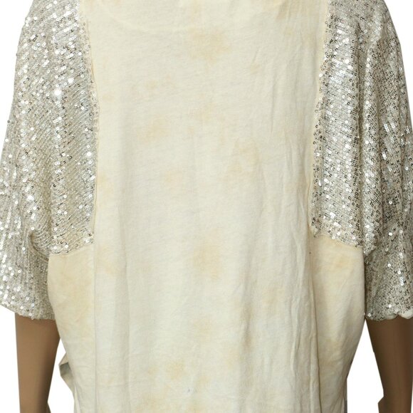 Free People We The Free City Sparkle Tee Oversized Tie Dye Sequin Top S - Picture 7 of 8